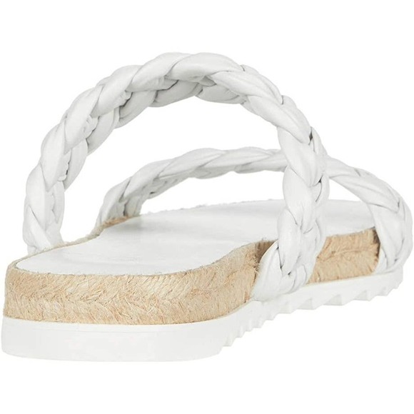 Marc Fisher ML Jaimee White Espadrille Slip On Leather Braided Flat Sandals 8M - Picture 5 of 12